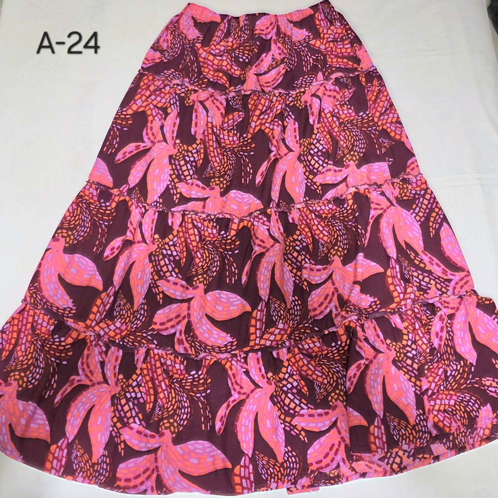 Japna Pink and Purple Patterned Maxi Skirt
